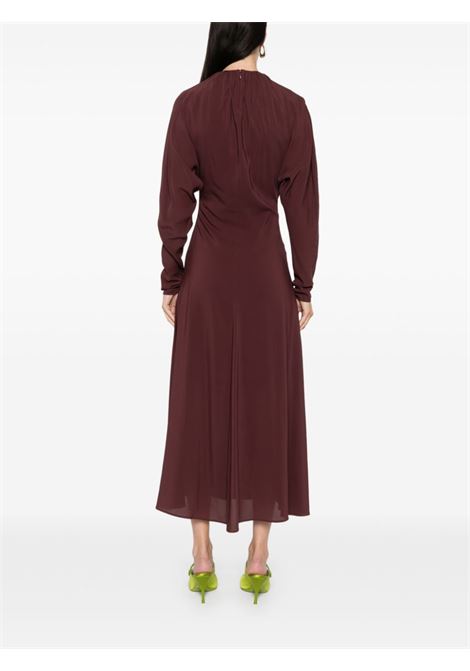 Burgundy pleat-detail midi dress Philosophy di Lorenzo Serafini - women PHILOSOPHY DI LORENZO SERAFINI | 042171190106